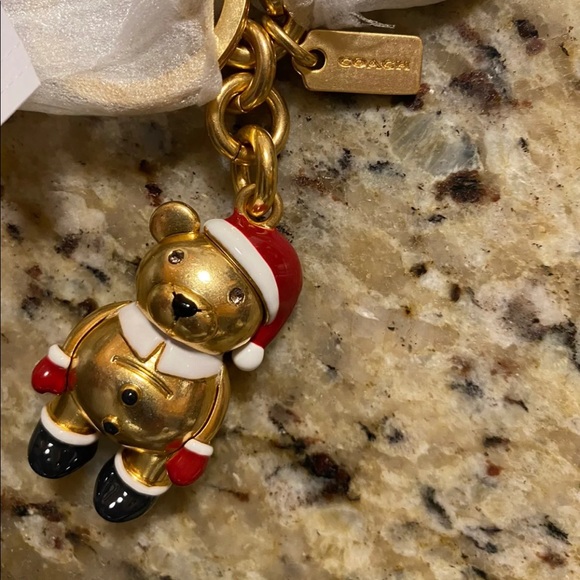 NWT Coach Santa Bear Bag Charm Keychain - Picture 4 of 9
